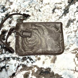 Coach Grey Leather Wristlet